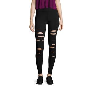 Alo yoga black high waisted ripped warrior legging